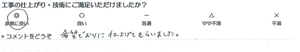 工事スタッフ・対応・非常に良い